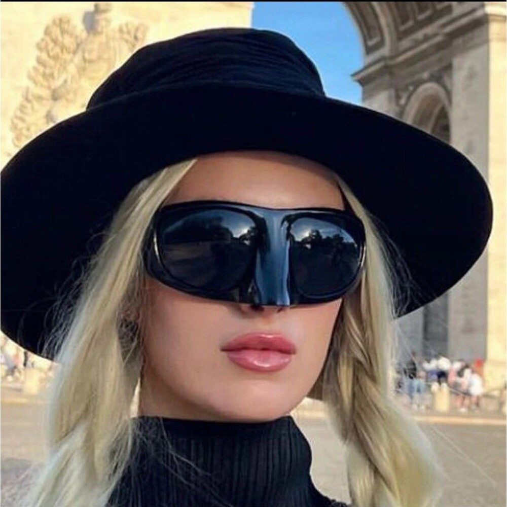 Black Statement Shield Sunglasses - Picture 3 of 12